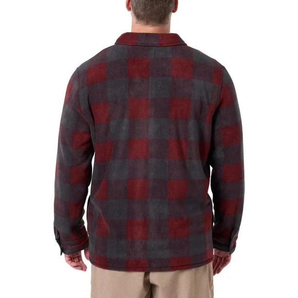 NEW Voyager Men's XL Plaid Fleece Lined Full Zip Jacket Shirt Red Grey - Picture 2 of 10